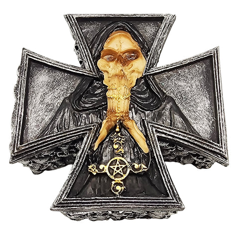 Skull Cross Box – 5.5 x 3.5 x 2 Inch Gothic Storage Trinket Box