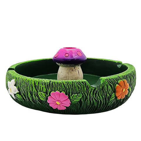 Green Mushroom Ashtray with Snuffer – 5 Inch Polyresin Rustic Whimsical Design