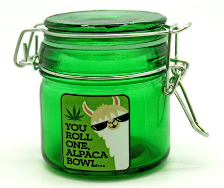 Medium You Roll One, Alpaca Bowl Glass Dank Tank – 150 ml Glass Storage Jar with Silicone Seal