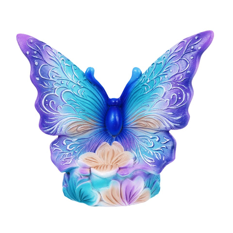 Butterfly Incense Burner – 5 x 4 x 2.25 Inch Hand-Painted Cold Cast Resin