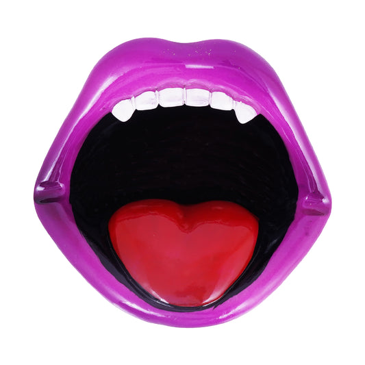 Vampire Lips & Teeth Incense Burner – 5 x 4 x 3 Inch Hand-Painted Cold Cast Resin