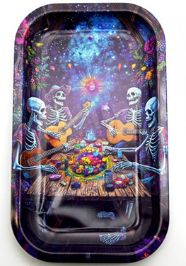 Skulls Jamming Rolling Tray – 10.5 x 6.5 Inch Multipurpose Metal Tray