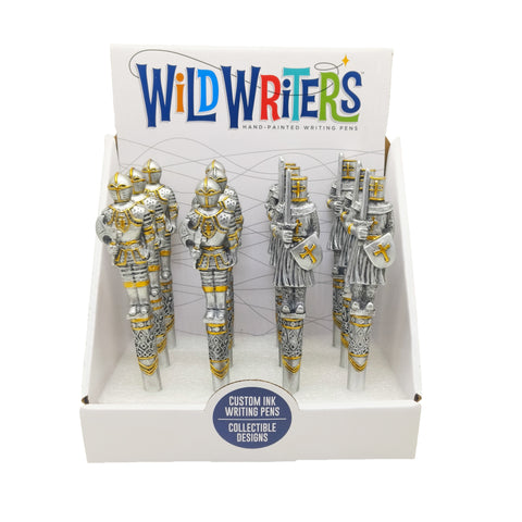 Knight Pens in Display Set – 12 Piece Medieval Knight Ballpoint Pen Set
