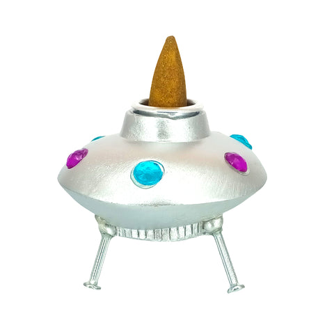 Space Ship Backflow Incense Burner 2" for Relaxation & Sci-Fi Home Décor