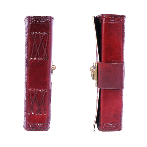 Raven on Books Design Embossed Leather Journal , 5x7 Inch Handmade Notebook