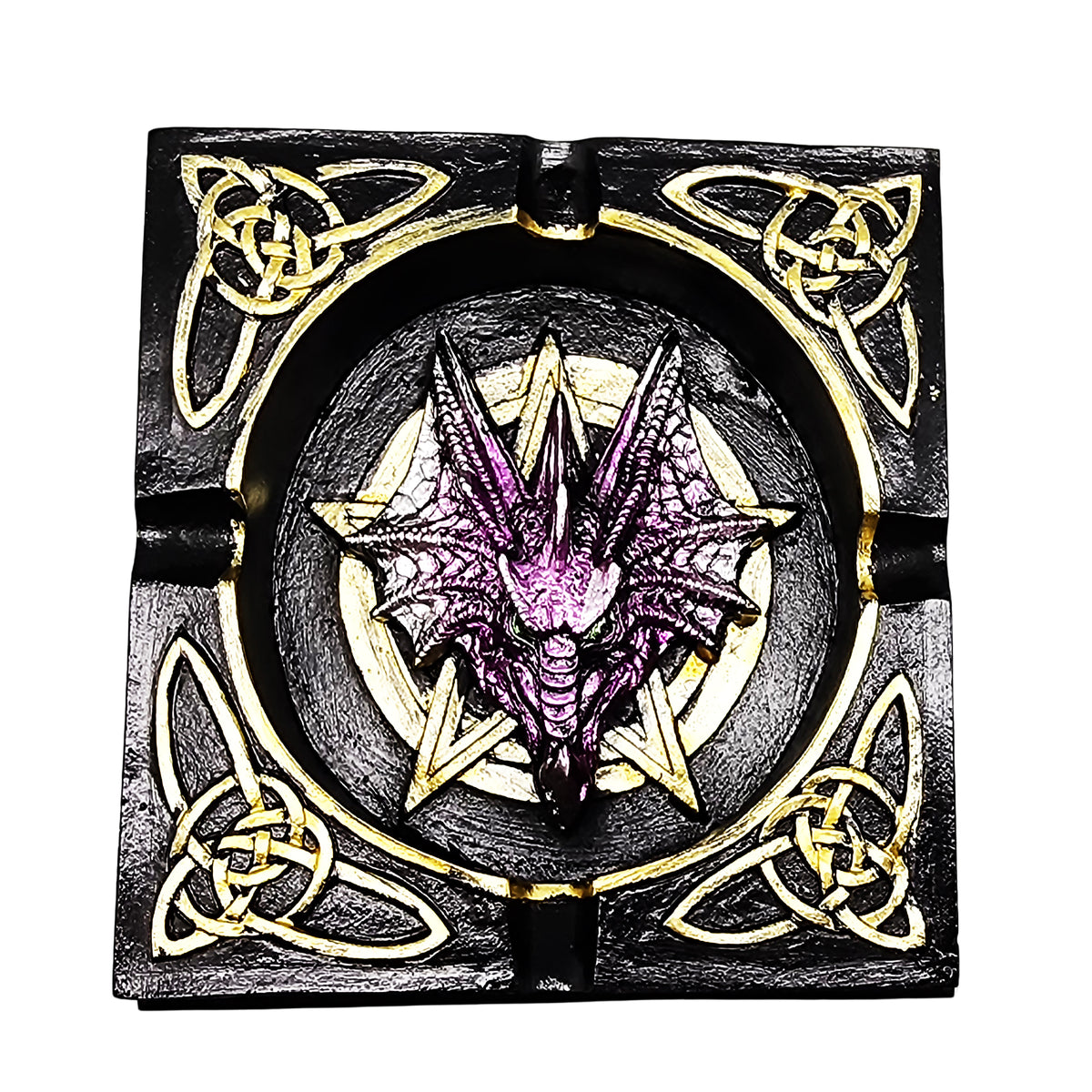 Dragon Ashtray – 4.5" x 4.5" Hand - Painted Cold Cast Resin