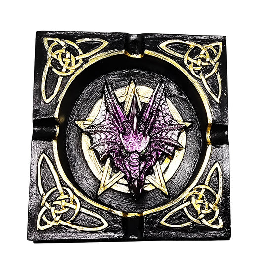 Dragon Ashtray – 4.5" x 4.5" Hand - Painted Cold Cast Resin