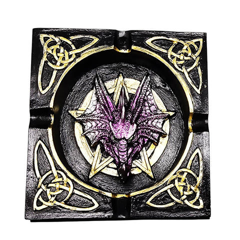 Dragon Ashtray – 4.5" x 4.5" Hand - Painted Cold Cast Resin