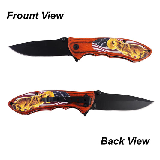 Wolf Pocket Knife with Pocket Clip Durable, Compact & Ready for Any Adventure, Versatile Tool Sleek Design, Sturdy Handle & Secure Pocket Clip for Easy Carry, Ideal for Camping, Hunting & Everyday Use Trendy Zone 21