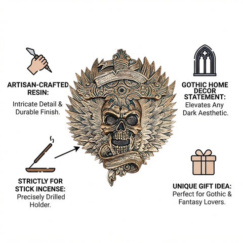 Gothic Cross Skull Incense Burner – Decorative Stick Incense Holder