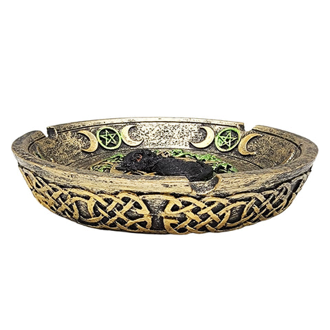 Black Cat Pentagram Polyresin Ashtray