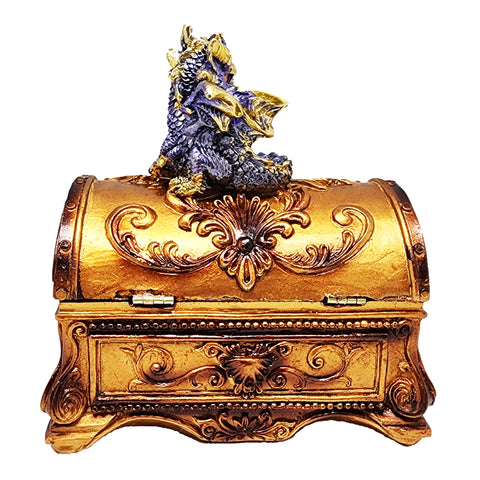 Dragon Trinket Box with Hinged Lid – Hand-Painted Cold Cast Resin