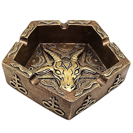 Baphomet Pentagonal Ashtray – 5 Inch Gothic Resin Ashtray