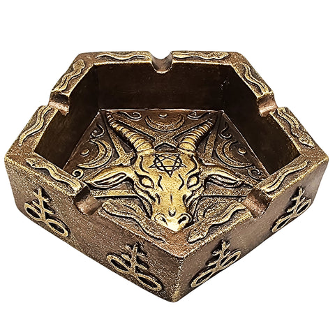 Baphomet Pentagonal Ashtray – 5 Inch Gothic Resin Ashtray