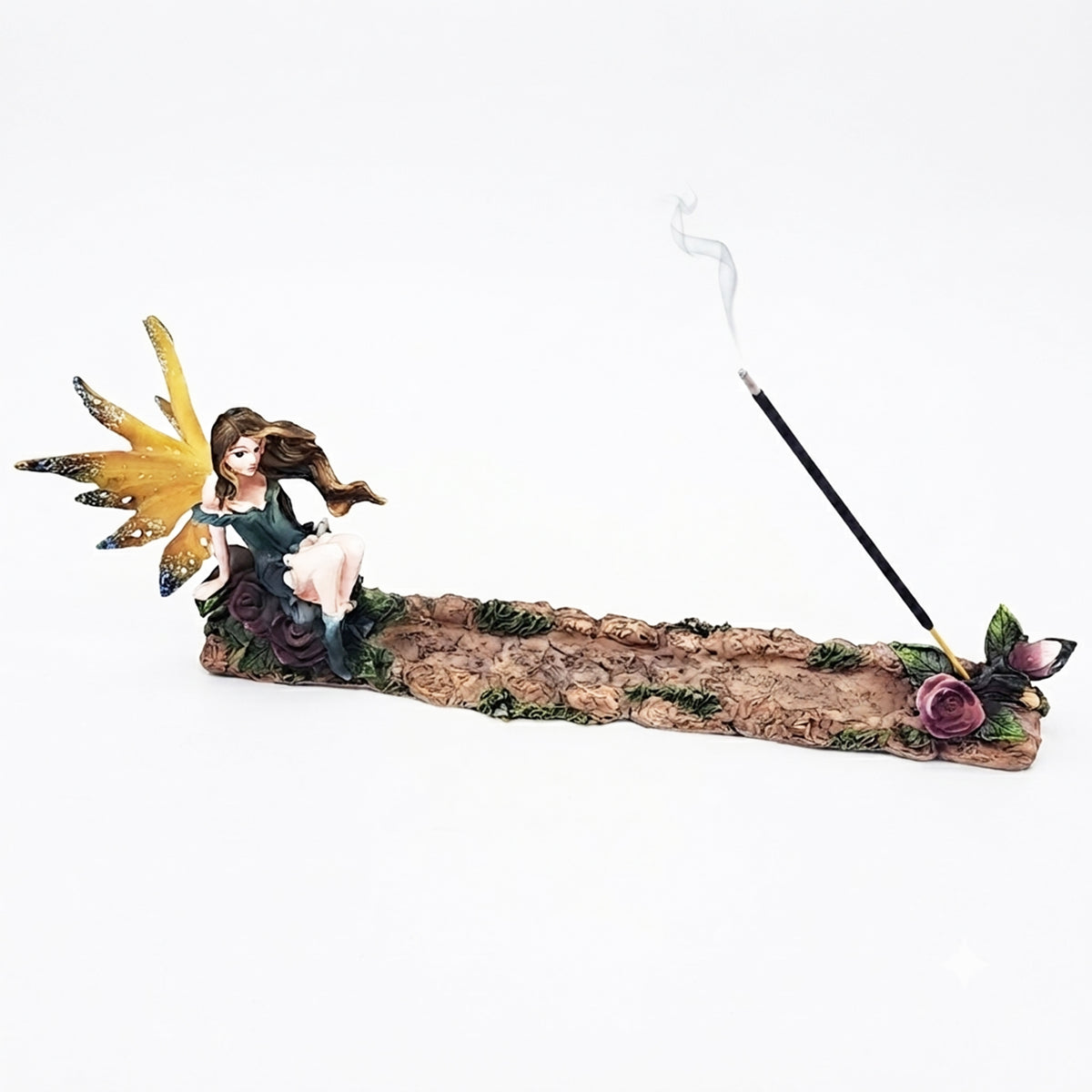 Fairy with Lilacs Incense Burner – Hand-Painted Cold Cast Resin