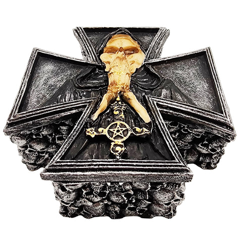Skull Cross Box – 5.5 x 3.5 x 2 Inch Gothic Storage Trinket Box