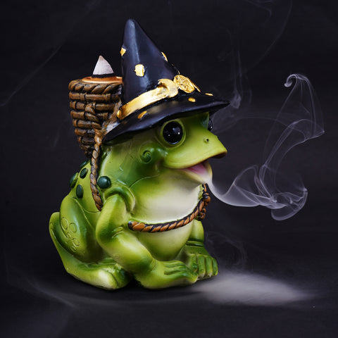 Whimsical Frog with Hat Backflow Incense Burner – 5 x 3 Inch