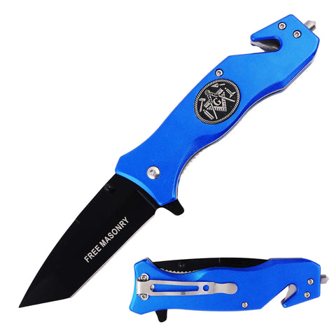 Masonic Folding Knife, Engraved Masonic Logo Expertly Crafted, Symbolic Utility for Masons | Perfect for EDC, & Ceremonial Use with Superior Durability, Iconic Masonic Emblems, Ideal for Collectors (Black) Trendy Zone 21