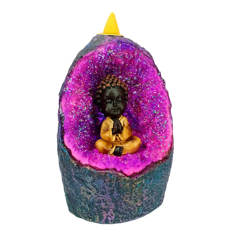 Buddha Crystal Cave Backflow Incense Burner LED Light Yoga