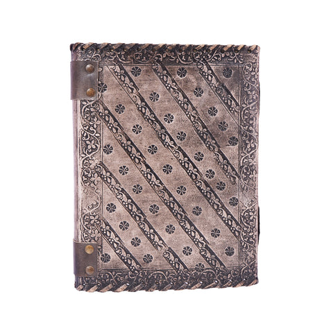Antique Color Chakra Journal – Handmade 6x8 Embossed Leather Notebook