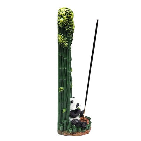 Bamboo Panda Standing Incense Burner 10.5 Inch – Decorative Panda Incense Holder for Stick