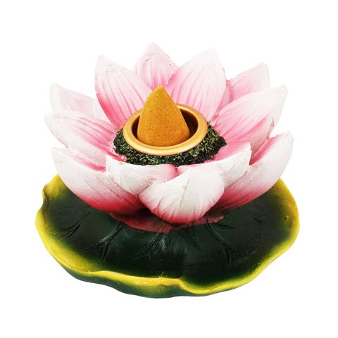 Lotus Flower Backflow Incense Burner – 3 Inch Hand-Painted