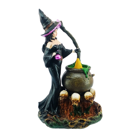 Witch Cauldron Backflow Incense Burner 8" for Gothic & Spooky Home Décor