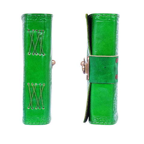 Green Embossed Leather Journal – 5x7 Handmade Vintage Notebook