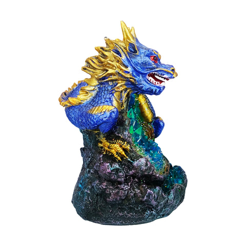 Blue Dragon Backflow Incense Burner LED Crystal 6" for Meditation & Home Décor
