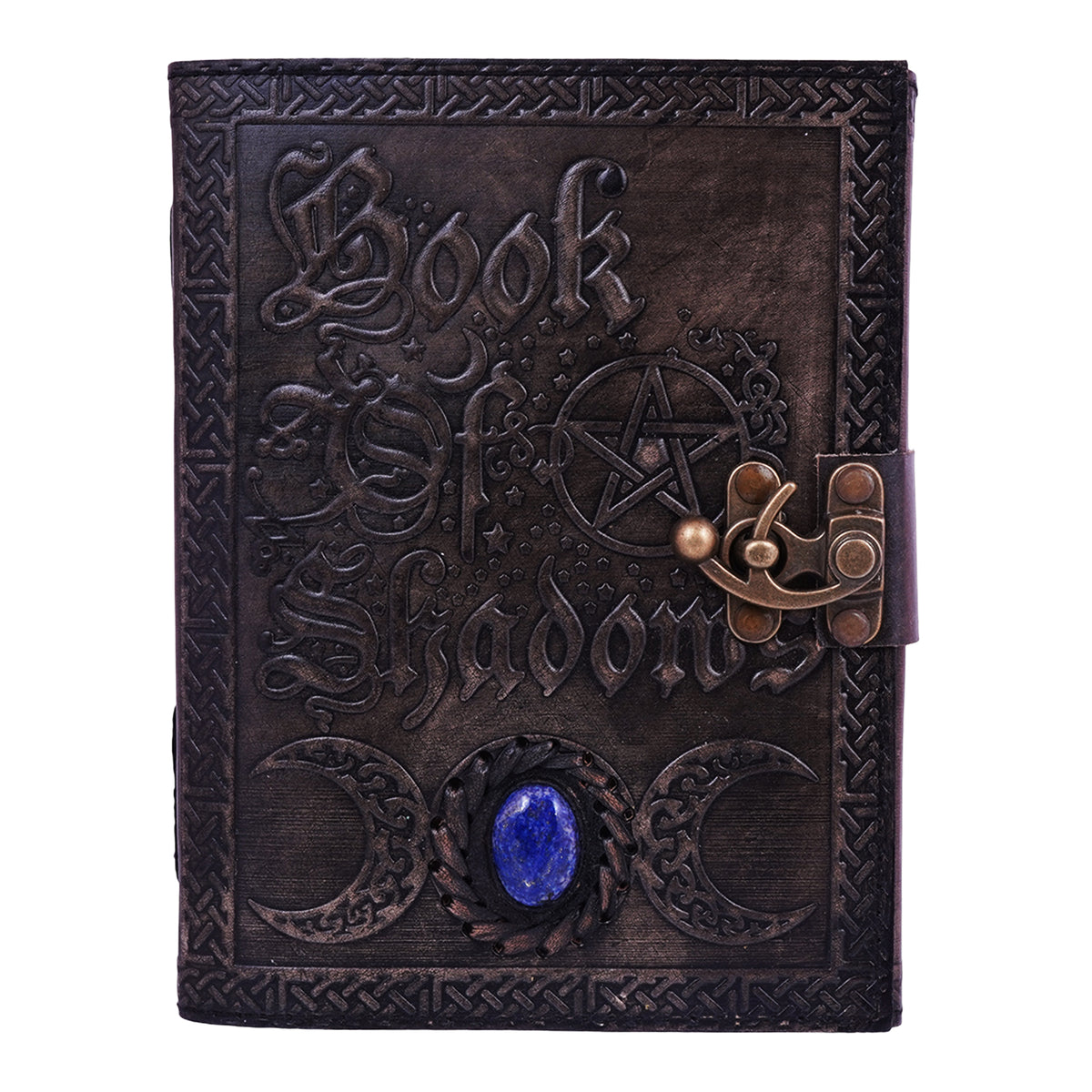 Book Of Shadows Embossed Leather Journal w/Metal Closure - 6"x8 Inch Handmade notebook