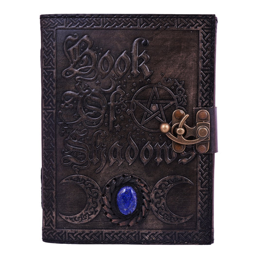 Book Of Shadows Embossed Leather Journal w/Metal Closure - 6"x8 Inch Handmade notebook