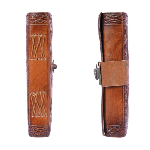 Ouija/Spirit Board Planchette Embossed Leather Journal – 6x8 Handmade Vintage Notebook