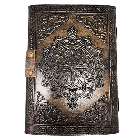 Raven Holding Skull with Moon Embossed Leather Journal – 5 x 7 Inch Gothic Notebook