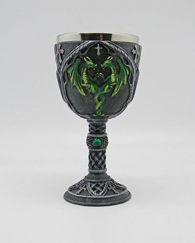 Mythical Green Dragon Goblet – Celtic Fantasy Chalice Mug with Stainless Steel Insert for Home Décor & Collectors