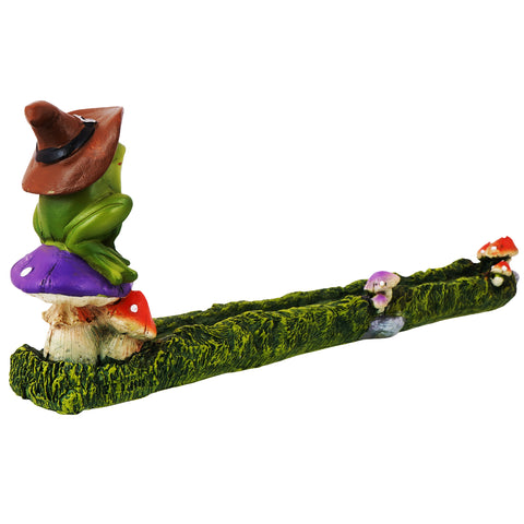 Whimsical Magical Frog Incense Burner – 10 x 1 Inch Hand-Painted Cold Cast Resin