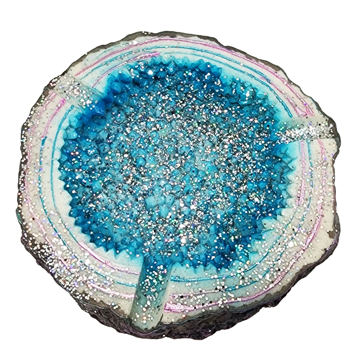 Sparkling Geode Ashtray – 4.5 Inch Blue Decorative Ash Tray