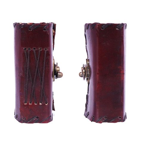 Leather Journal with Metal Lock – 4x3 Red Handmade Notebook