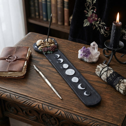 Skulls Heart Moons Boat Incense Burner – Decorative Stick Incense Holder