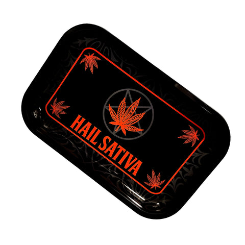 Hail Sativa Rolling Tray – 11.5 x 4 x 0.75 Inch Tin Rolling Tray