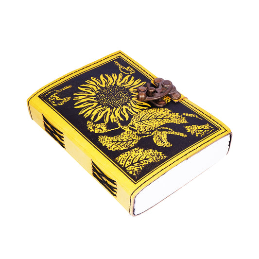 Sunflower Embossed Leather Journal – Handmade 5x7 Notebook