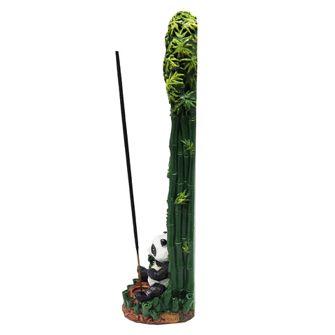 Bamboo Panda Standing Incense Burner 10.5 Inch – Decorative Panda Incense Holder for Stick