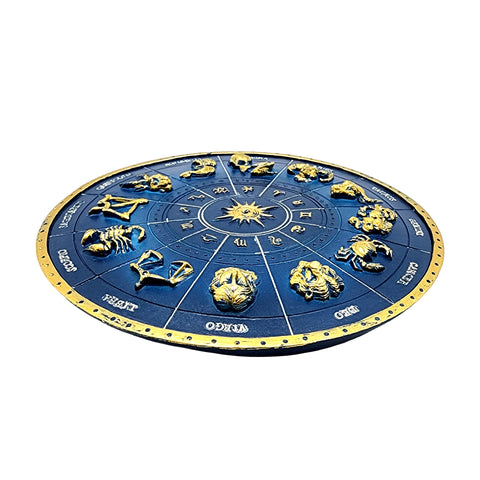 Round Starsign Zodiac Incense Burner – 6.5 Inch Polyresin Burner in Blue & Gold