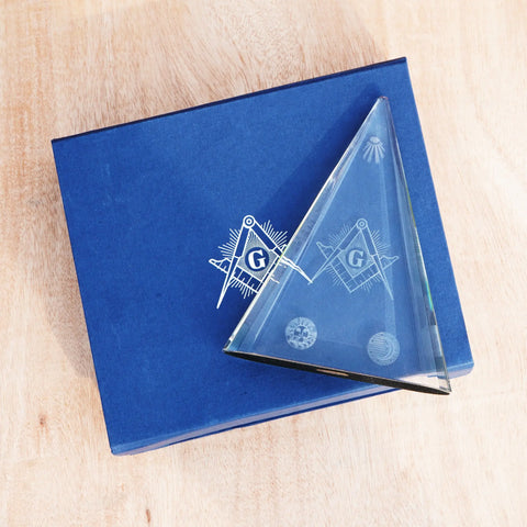 Masonic Laser Etched Crystal Paperweight Symbol of Freemasonry Trendy Zone 21