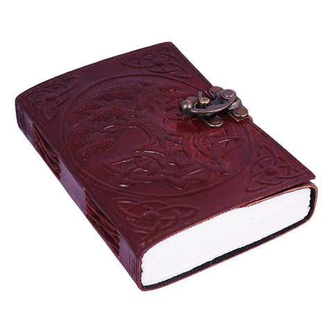 New Tree of Life Leather Embossed Journal | 5 x 7 Inches | 120 Pages of Handmade Linen Parchment Paper