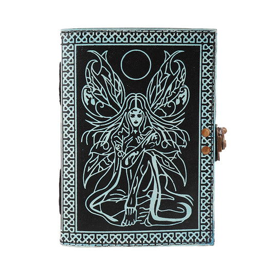 Two Tone Black & Blue Fairy Leather Embossed Journal – 5 x 7 Inch Vintage Notebook