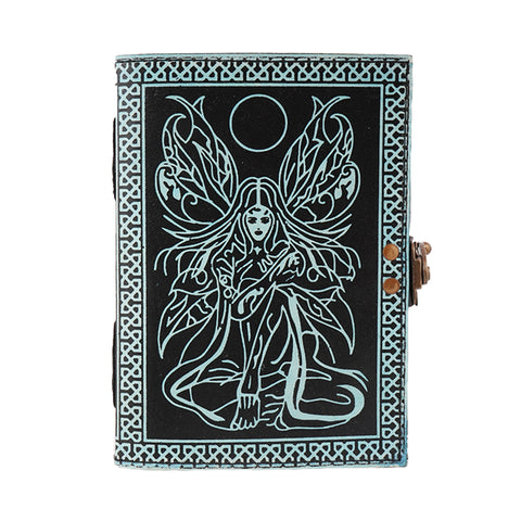Two Tone Black & Blue Fairy Leather Embossed Journal – 5 x 7 Inch Vintage Notebook