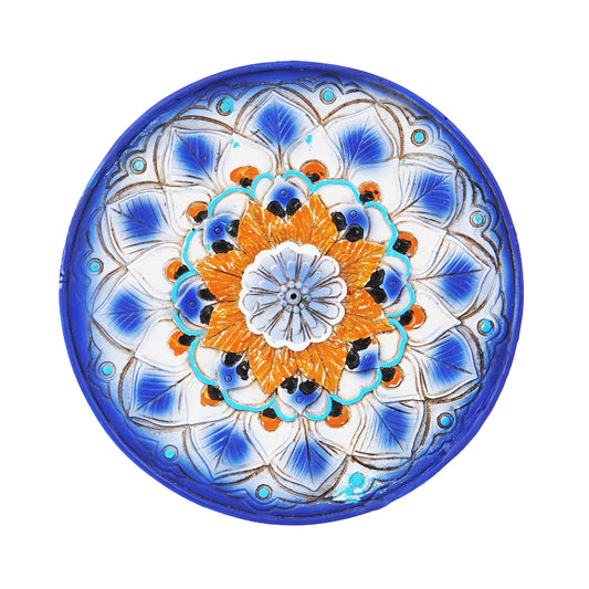 Mandala Incense Burner – 5 Inch Hand-Painted Cold Cast Resin Holder for Stick