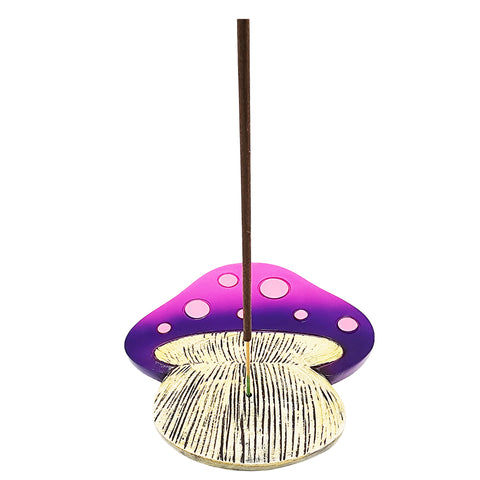 Flat Mushroom Incense Burner – 5.5 x 5 Inch Hand-Painted Cold Cast Resin Incense Holder