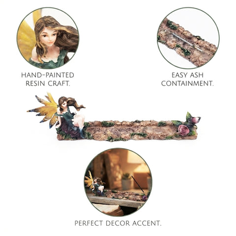 Fairy with Lilacs Incense Burner – Hand-Painted Cold Cast Resin