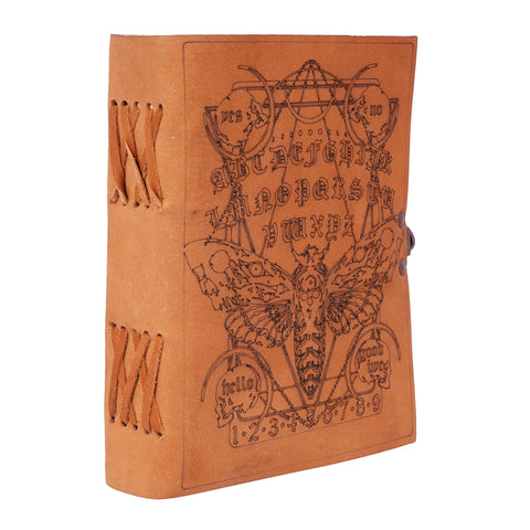 Soft Leather Spirit Moth Journal 5x7 – Handmade Embossed Leather Notebook
